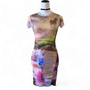 Jaded London Mesh Bodycon Collage Dress NWT